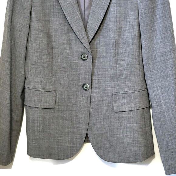 Theory Carissa Virgin Wool Gray Blazer Two Button Tailored Work Office Size 6 - Picture 4 of 16
